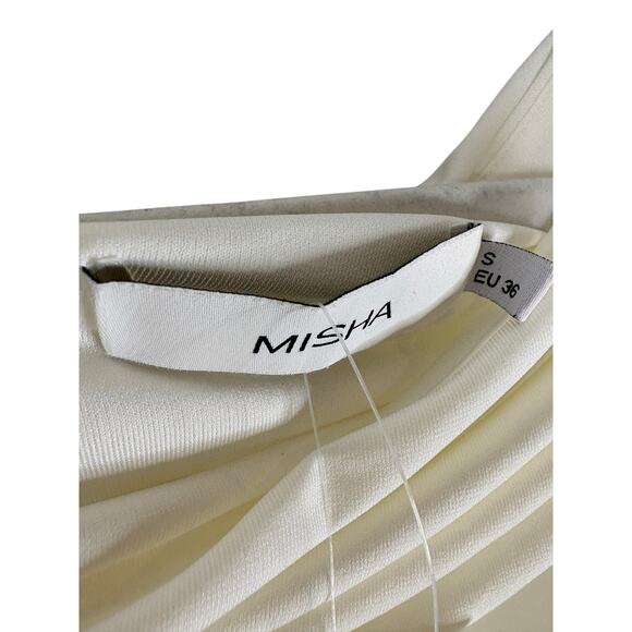 Misha Paison Off The Shoulder Top Ruched Jersey Minimalist Elegant Ivory Size S - Picture 6 of 8